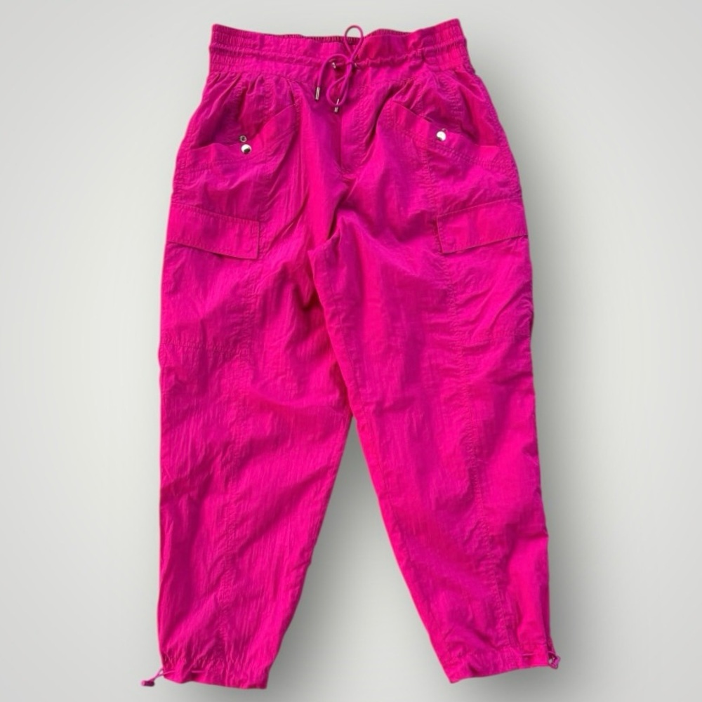 Women's Drawstring Cargo Joggers - Hot Pink